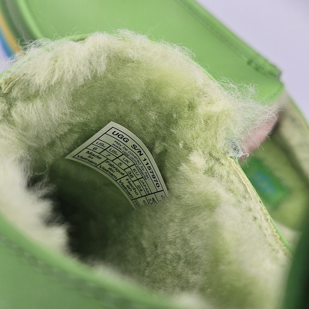 UGG URSEEN PLATFORM Green MULTI LEATHER WOOL ALL GENDER M6/W7 Festival Shoes - Picture 10 of 13